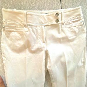 White House Black Market Slim Capri White Cuff Pants Sz 6